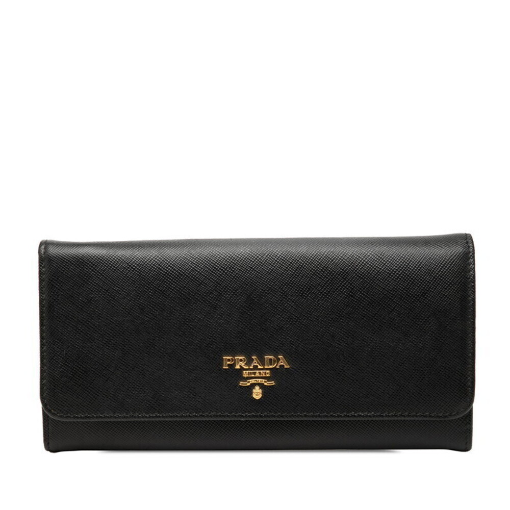 Prada Bi fold Long Wallet Nero Black Saffiano Leather
